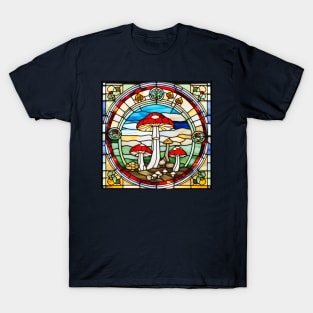 Asymmetrical Mushroom Stained Glass T-Shirt